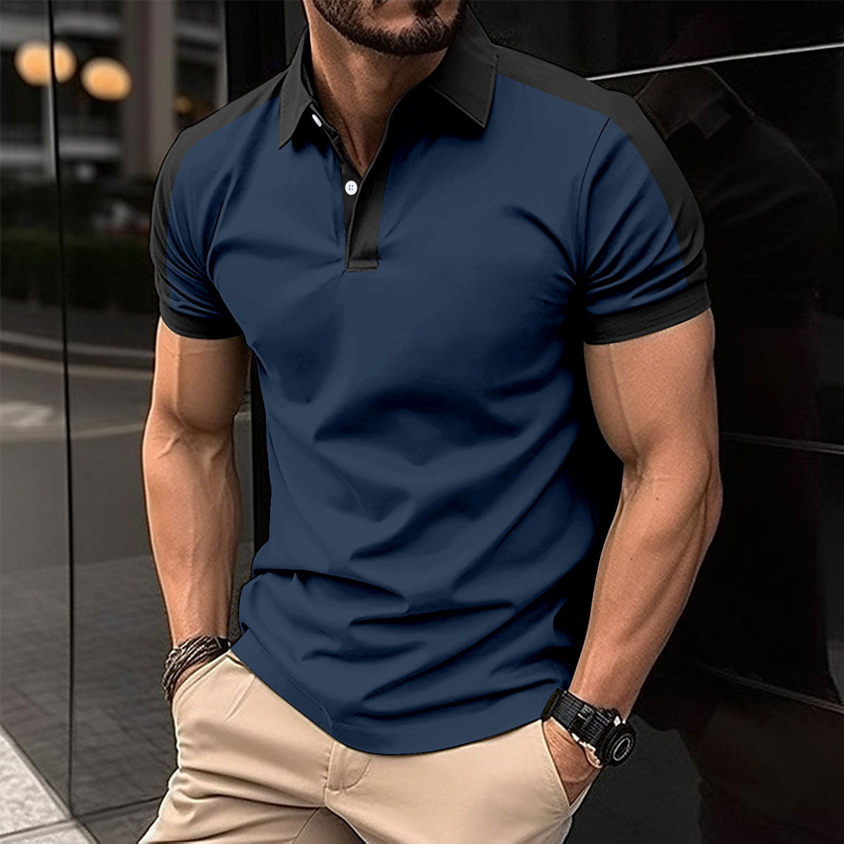 Herren Kurzarm Geschäftshemd Sommerliches Casual Poloshirt