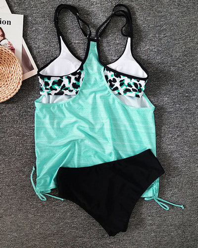 Leopardenmuster Einfarbiger Tankini