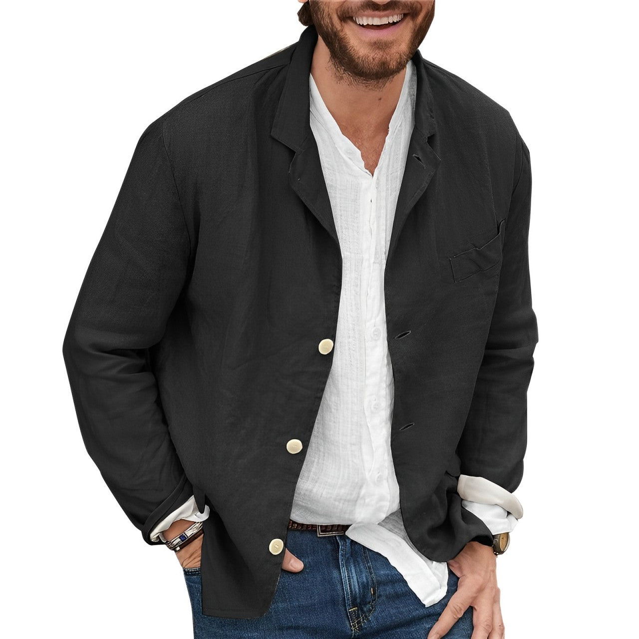 Elegante Herren Leinen Jacke – Stilvoll & Komfortabel