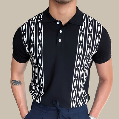 Casual Herren Poloshirt mit kurzen Ärmeln und Muster