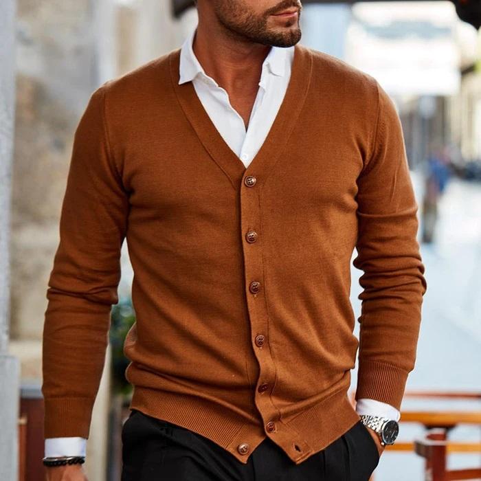 Baumwoll-Herren-Cardigan im Casual-Stil