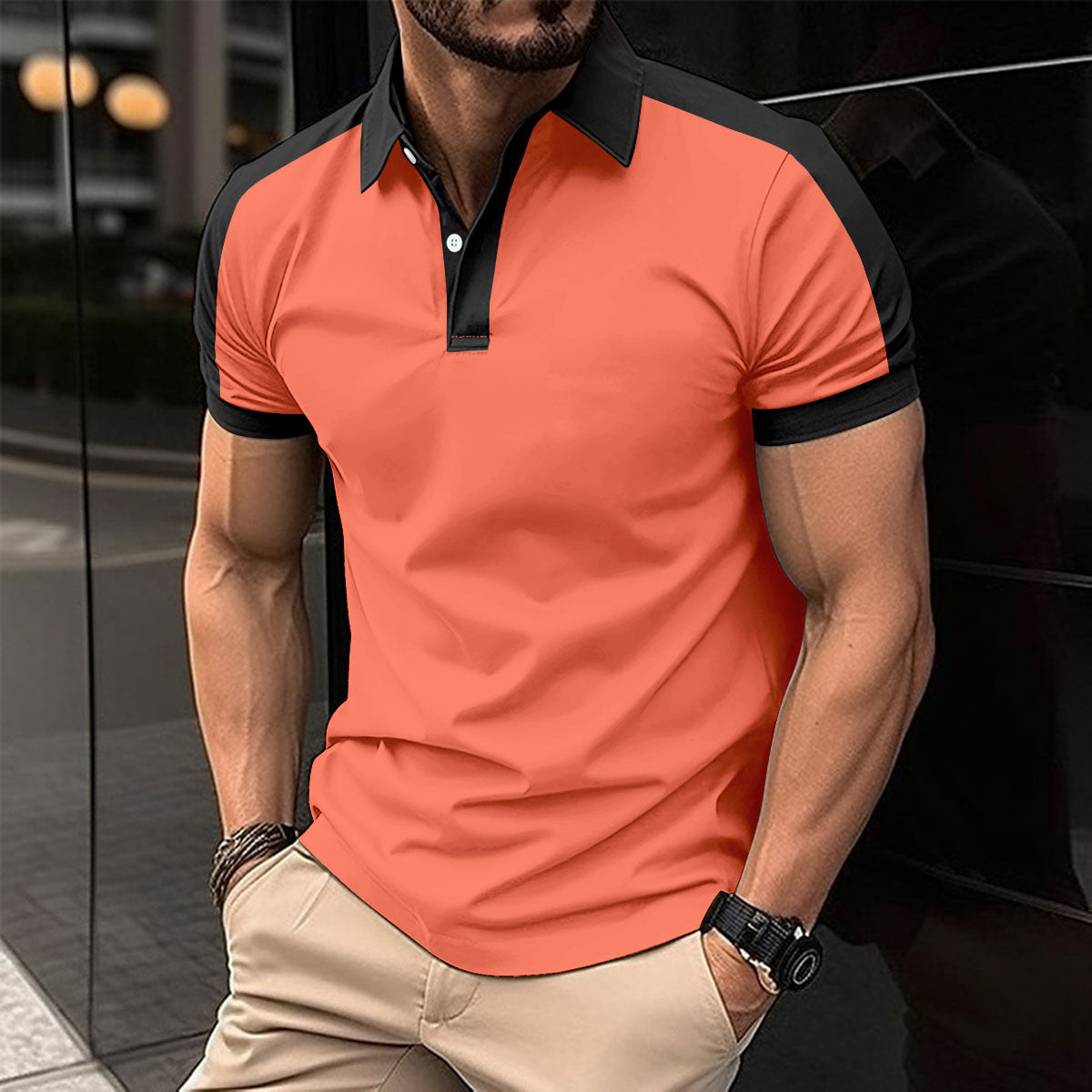 Herren Kurzarm Geschäftshemd Sommerliches Casual Poloshirt