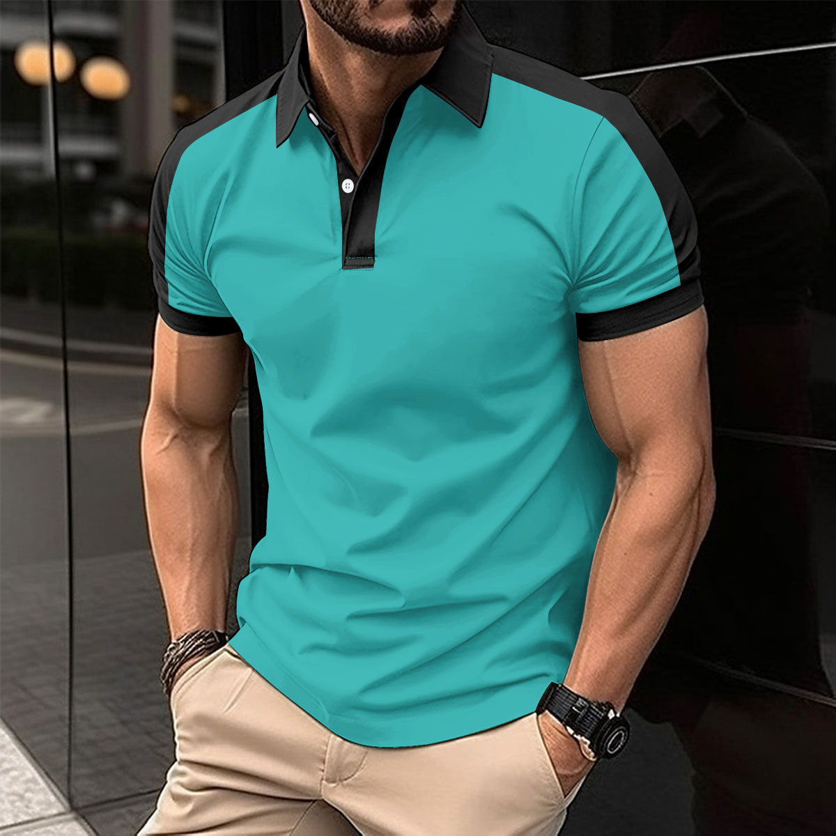 Herren Kurzarm Geschäftshemd Sommerliches Casual Poloshirt