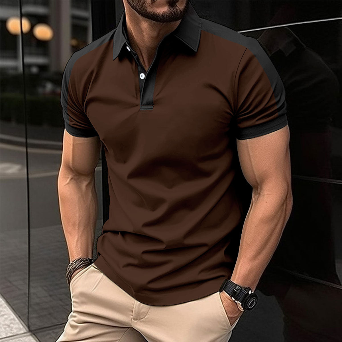 Herren Kurzarm Geschäftshemd Sommerliches Casual Poloshirt