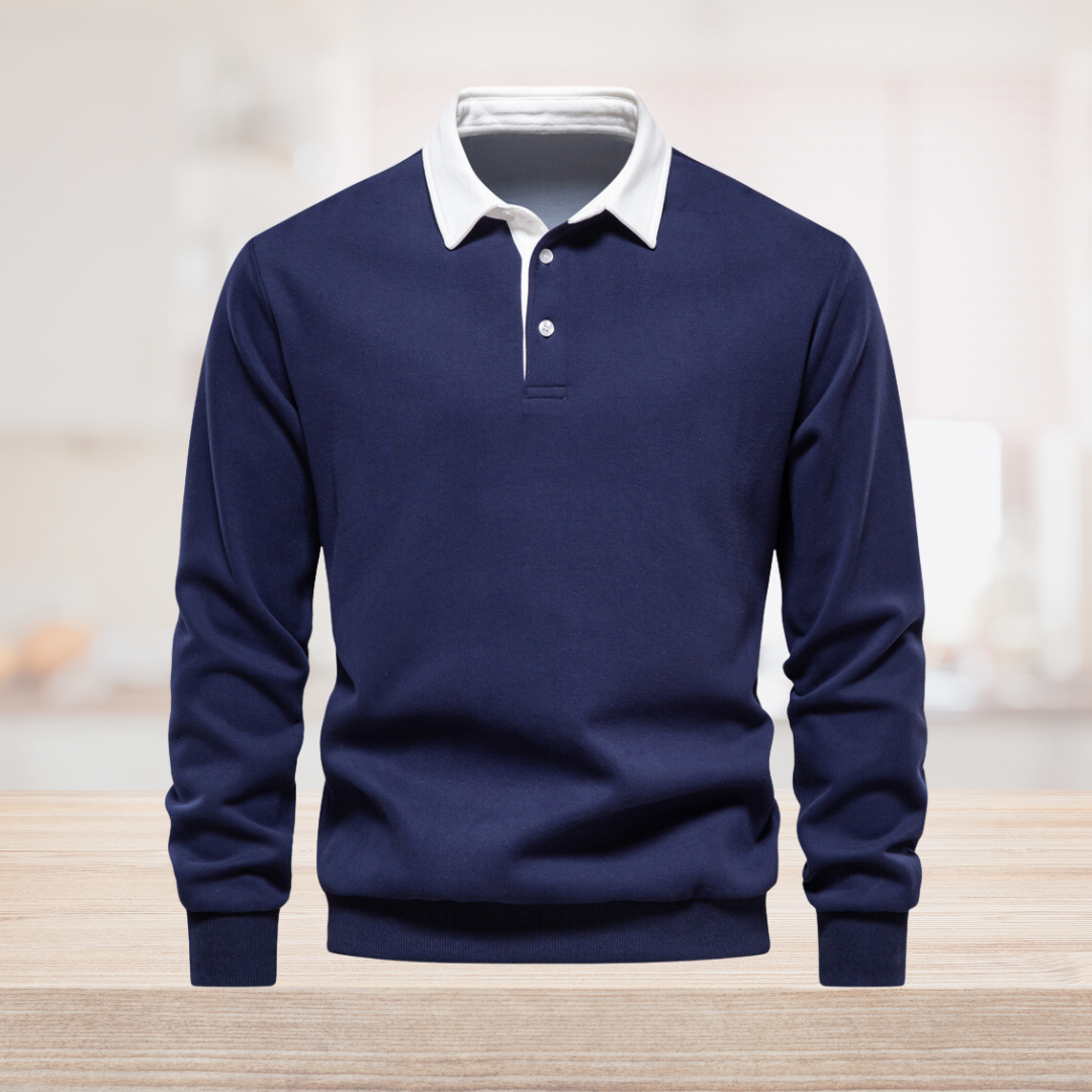 Elegantes Herren Langarm Polo Shirt mit klassischem Kragen