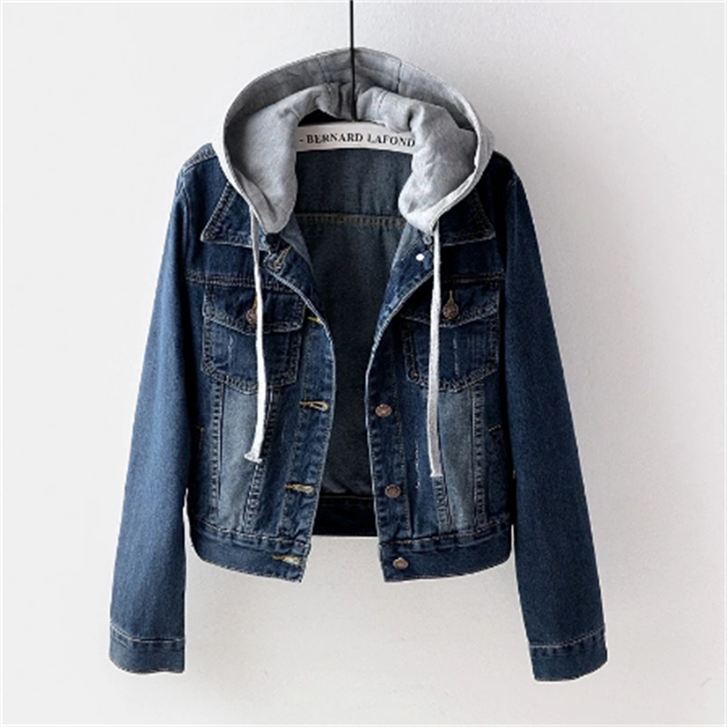 Denim Damen Jacke mit abnehmbarer Kapuze