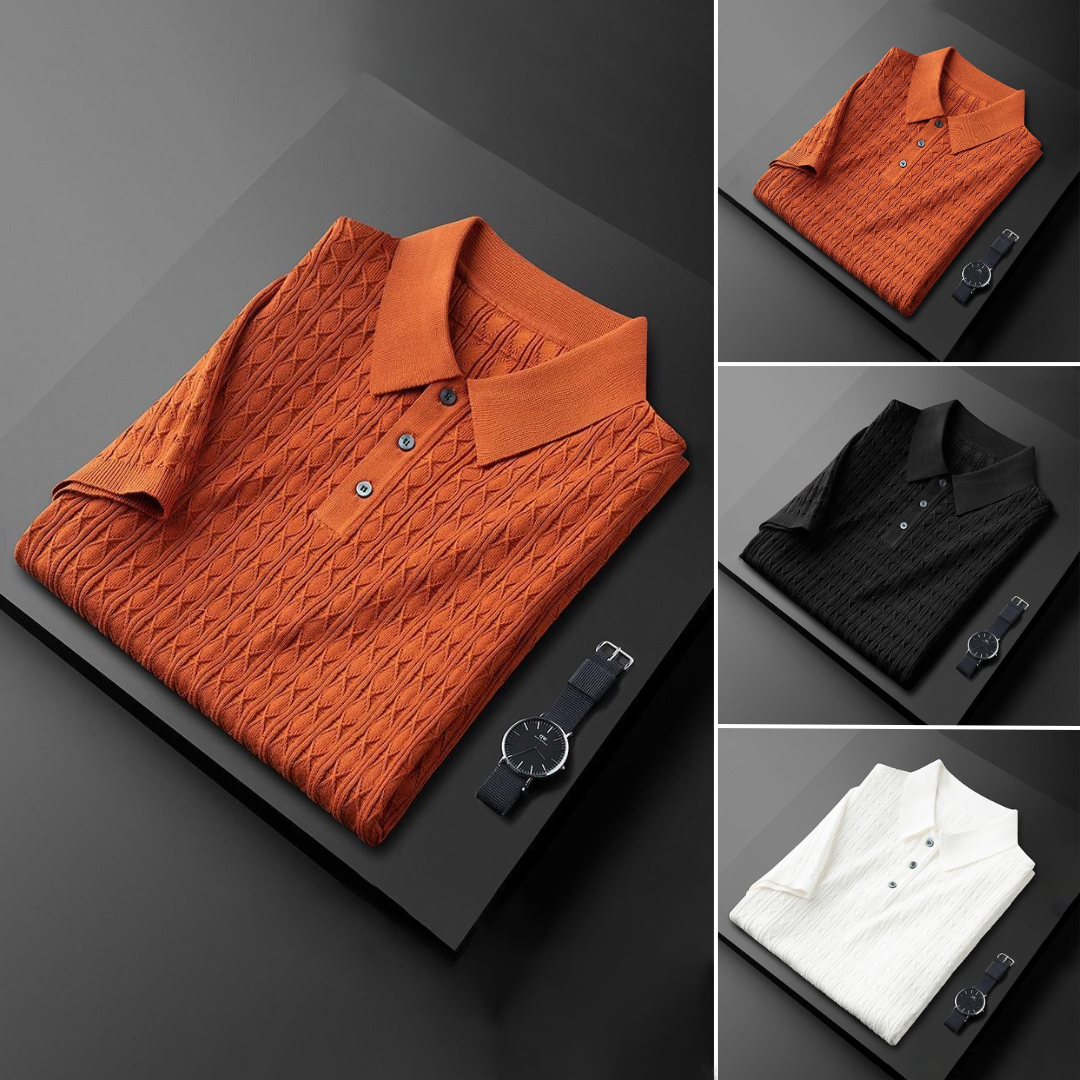 Eleganter Herren Polo mit Diamantknit - elegant und einzigartig