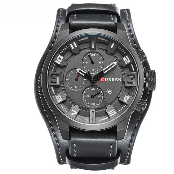 Herren Leder Chronograph Armbanduhr