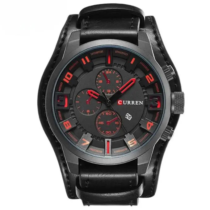 Herren Leder Chronograph Armbanduhr