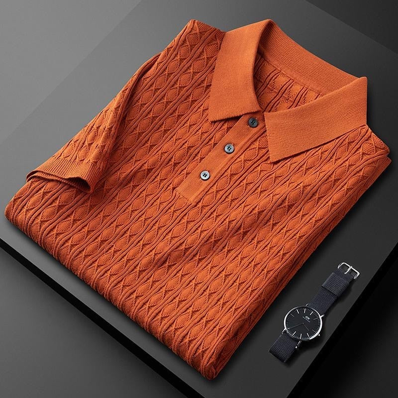 Eleganter Herren Polo mit Diamantknit - elegant und einzigartig