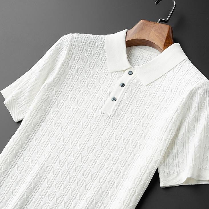 Eleganter Herren Polo mit Diamantknit - elegant und einzigartig