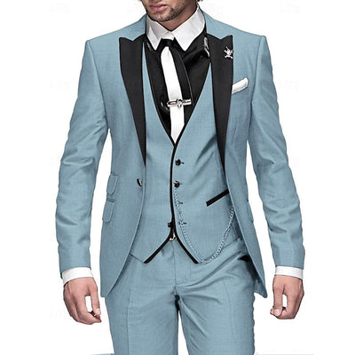 Dreiteiliges Leinen-Set für Herren: Business-Blazer, Weste und Hose