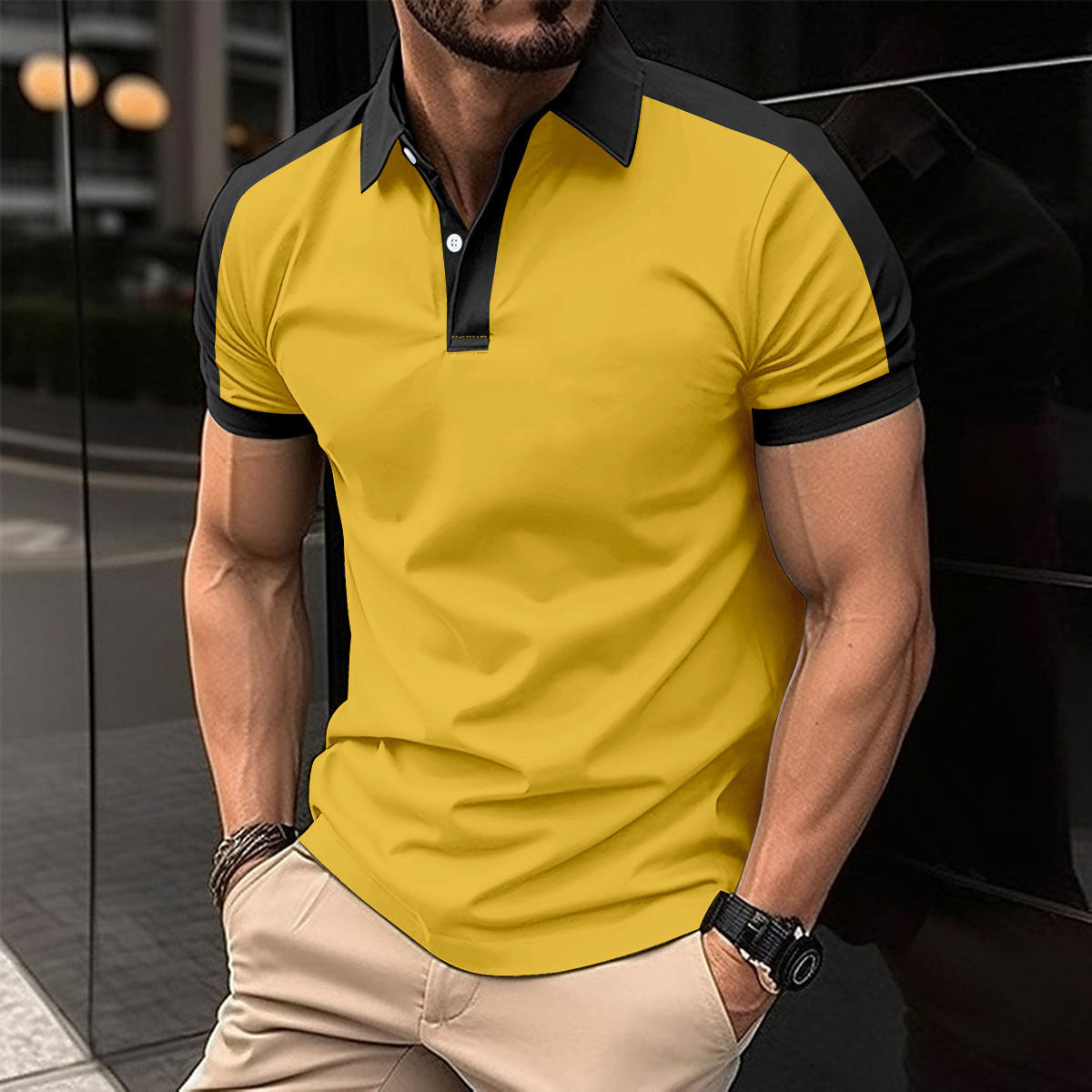 Herren Kurzarm Geschäftshemd Sommerliches Casual Poloshirt