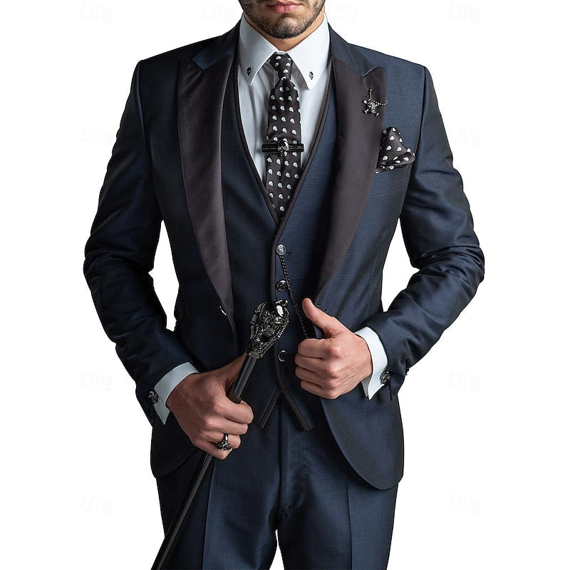 Dreiteiliges Leinen-Set für Herren: Business-Blazer, Weste und Hose