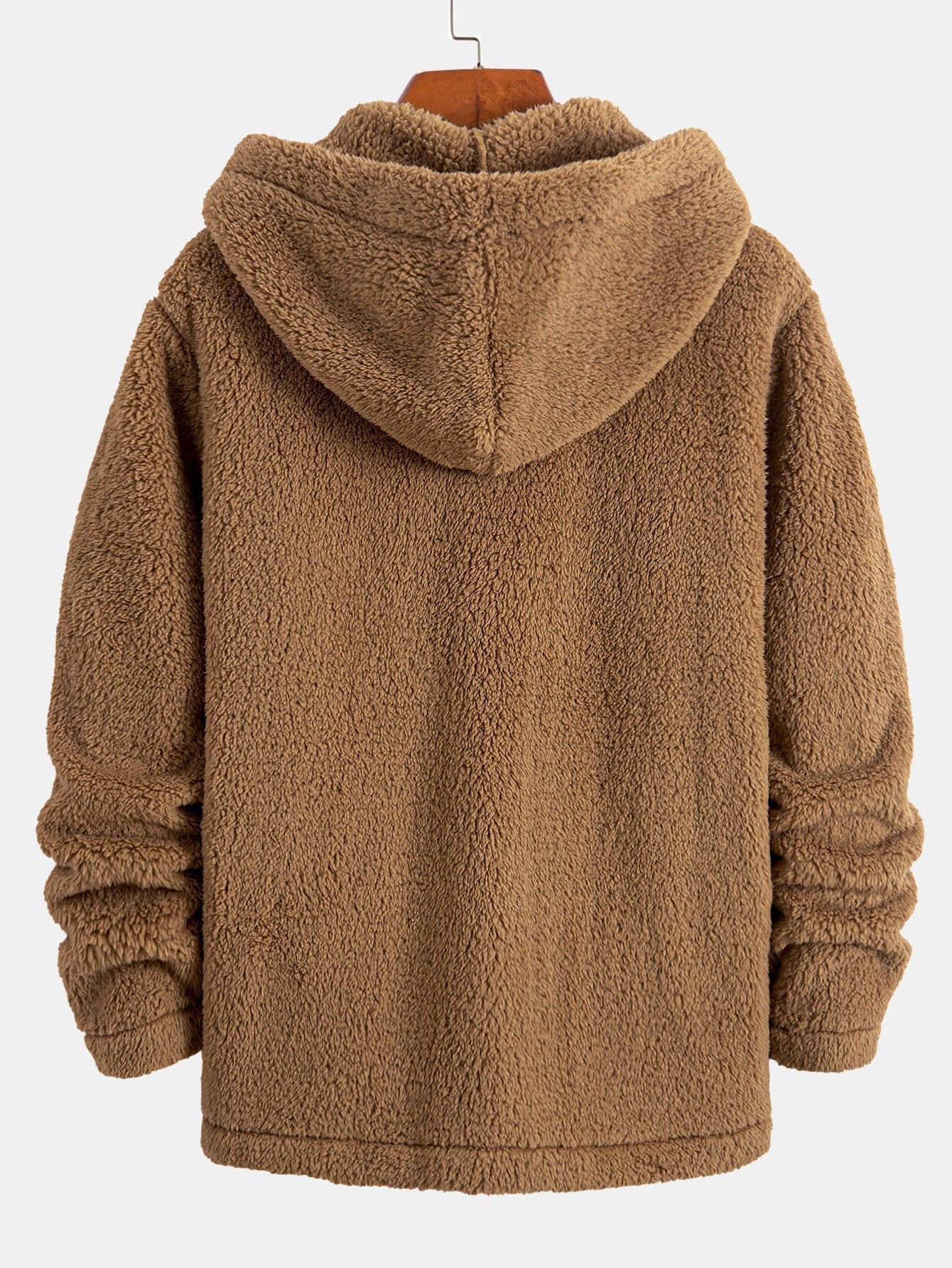 Teddy Button-Up Fleece-Mantel mit Kapuze