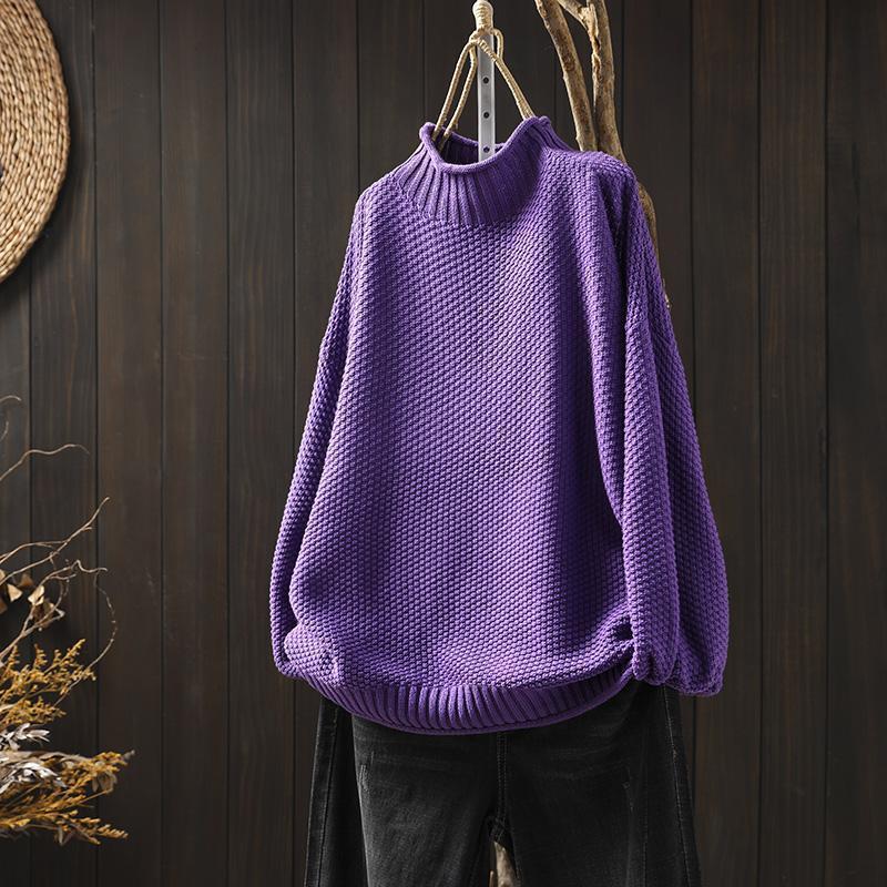 Gemütlicher Strickpullover mit hohem Halsausschnitt für Frauen