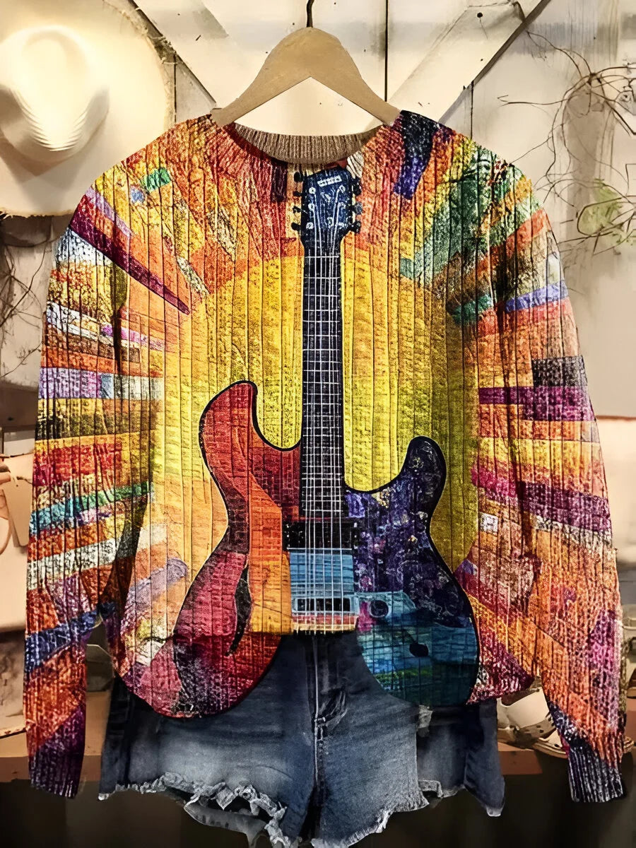 Trendiger Pullover mit Gitarrenprint