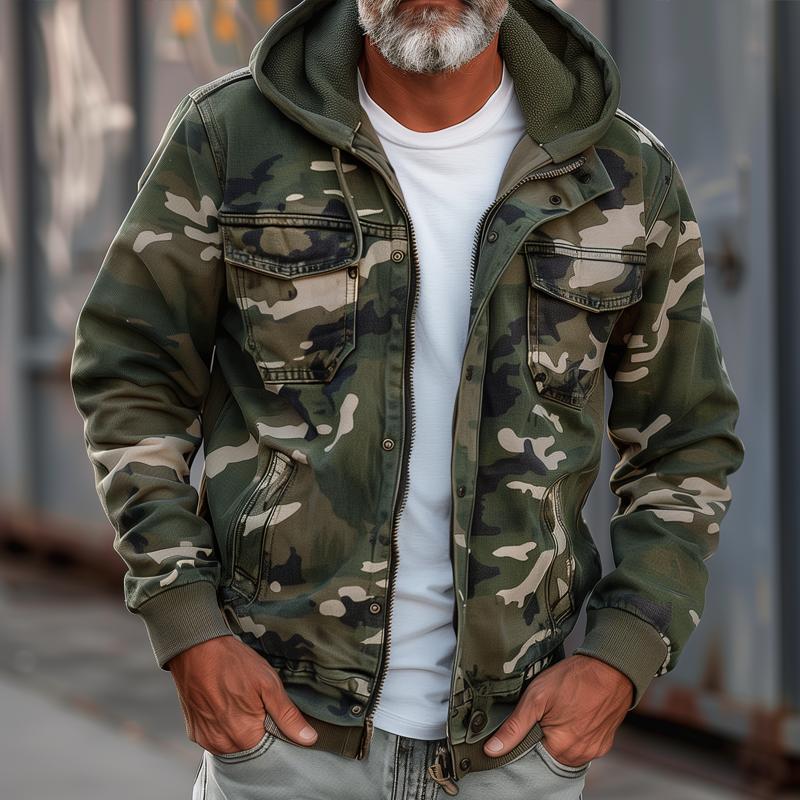 Herren Militärstil Camouflage Cargo Jacke