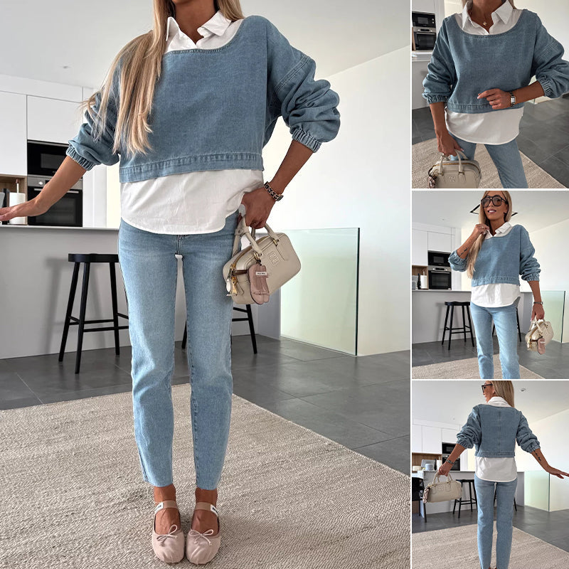 Zweiteiliges Denim-Set für Frauen